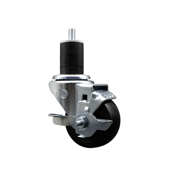 3'' SS Hard Rubber Swivel 1-3/4'' Expanding Stem Caster with Brake